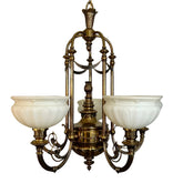 Kichler Brass Chandelier with Five Opaque Globes, Ornate, sku: 032584